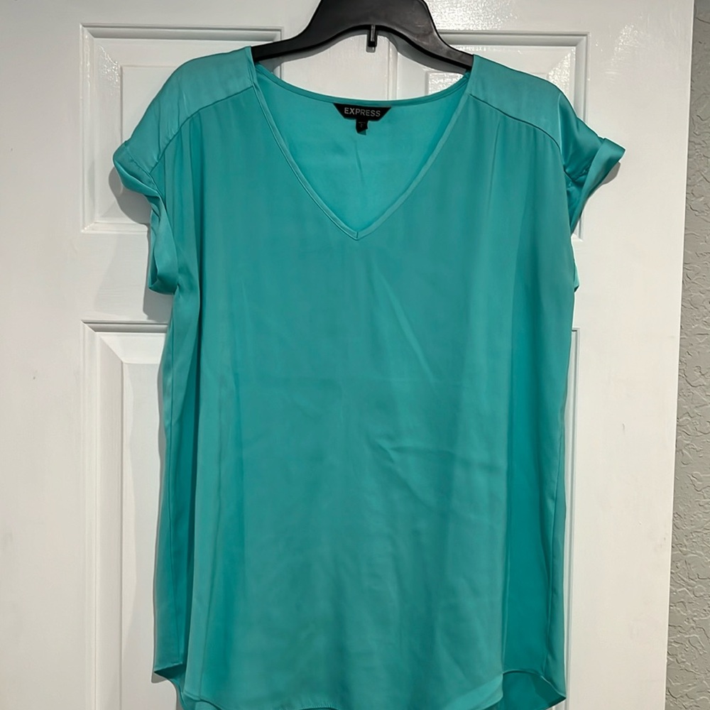 Express v neck blouse. Aqua color size large